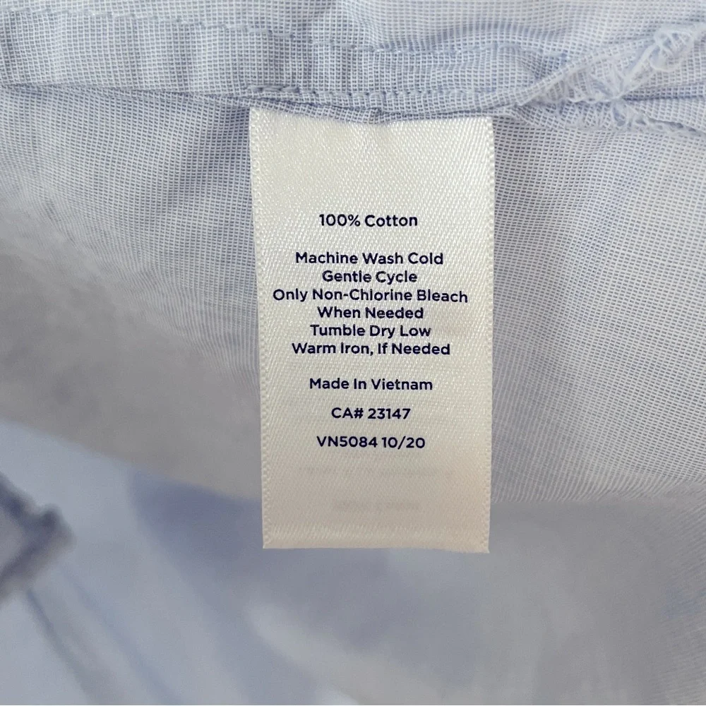Talbots 100% Cotton Poplin Tie Short Sleeve Top End-On-End size XL - Picture 5 of 6